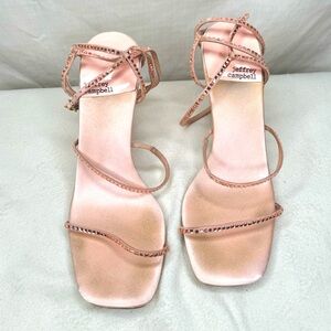 Jefferey Campbell pink strappy sandal heel with rhinestone detail size 9